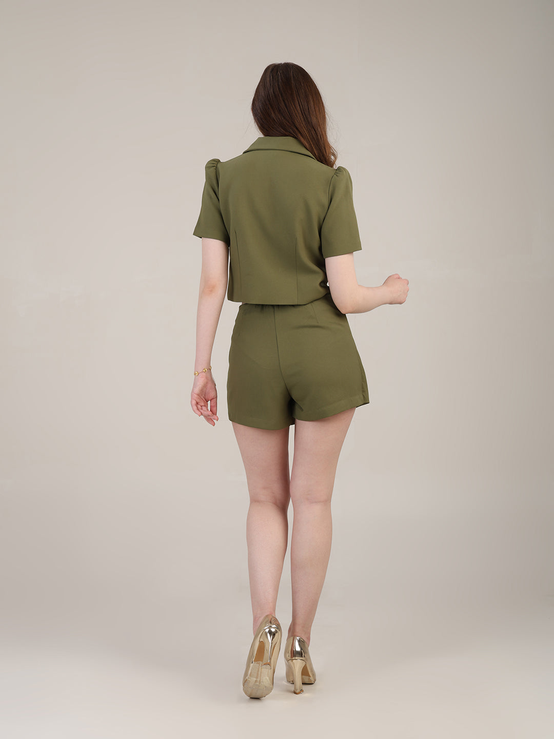 Green Skort Set with heart buttons