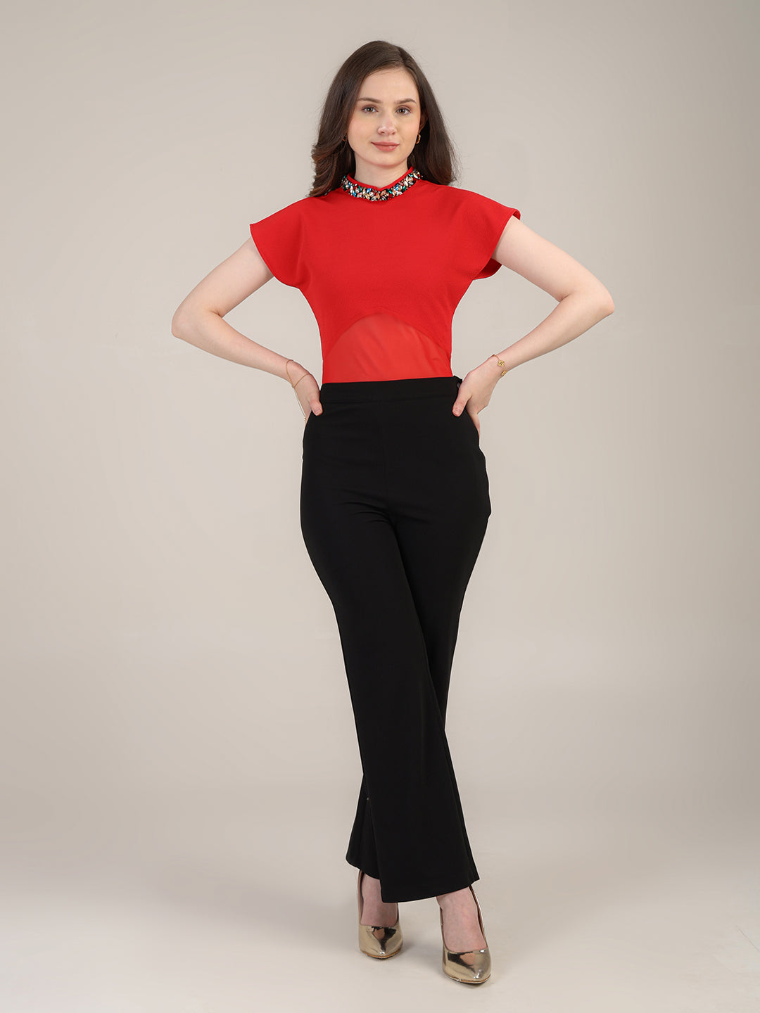 Red Party Ready Bodysuit Top