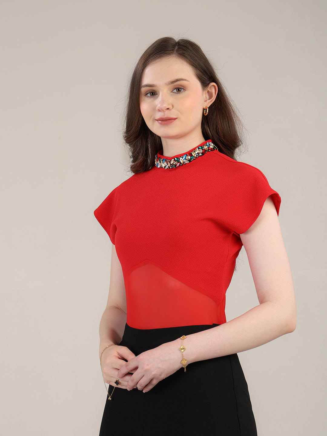 Red Party Ready Bodysuit Top