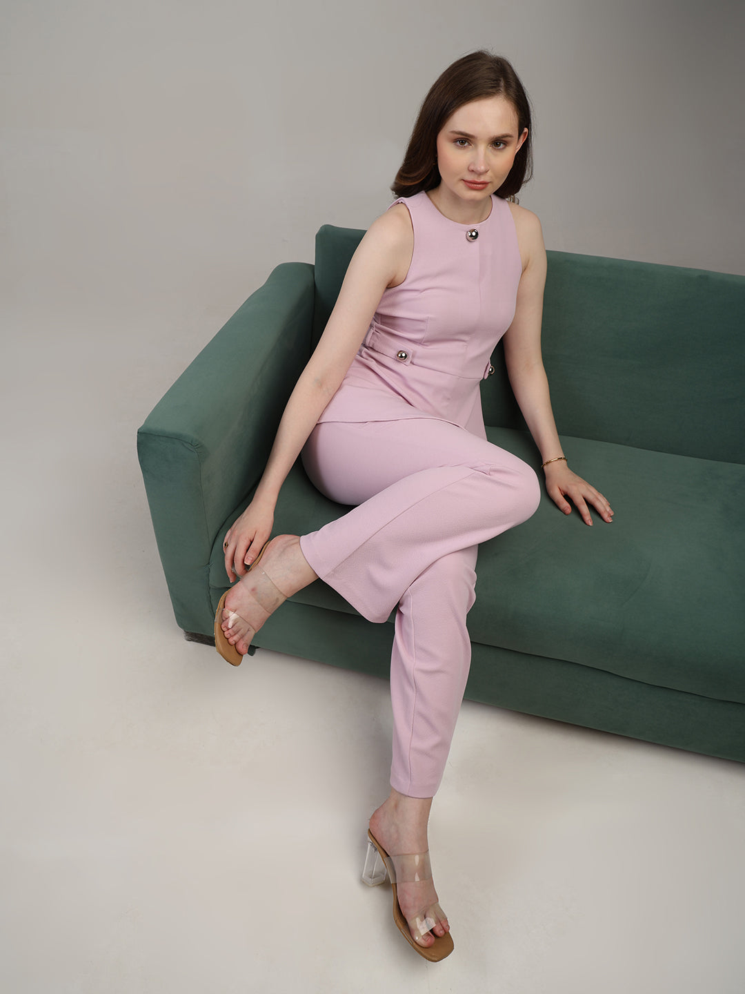 Lilac peplum top- trousers set