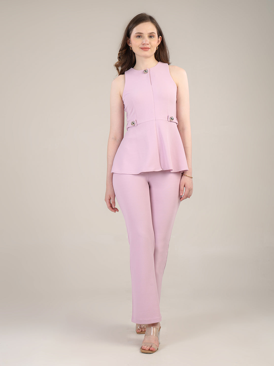 Lilac peplum top- trousers set