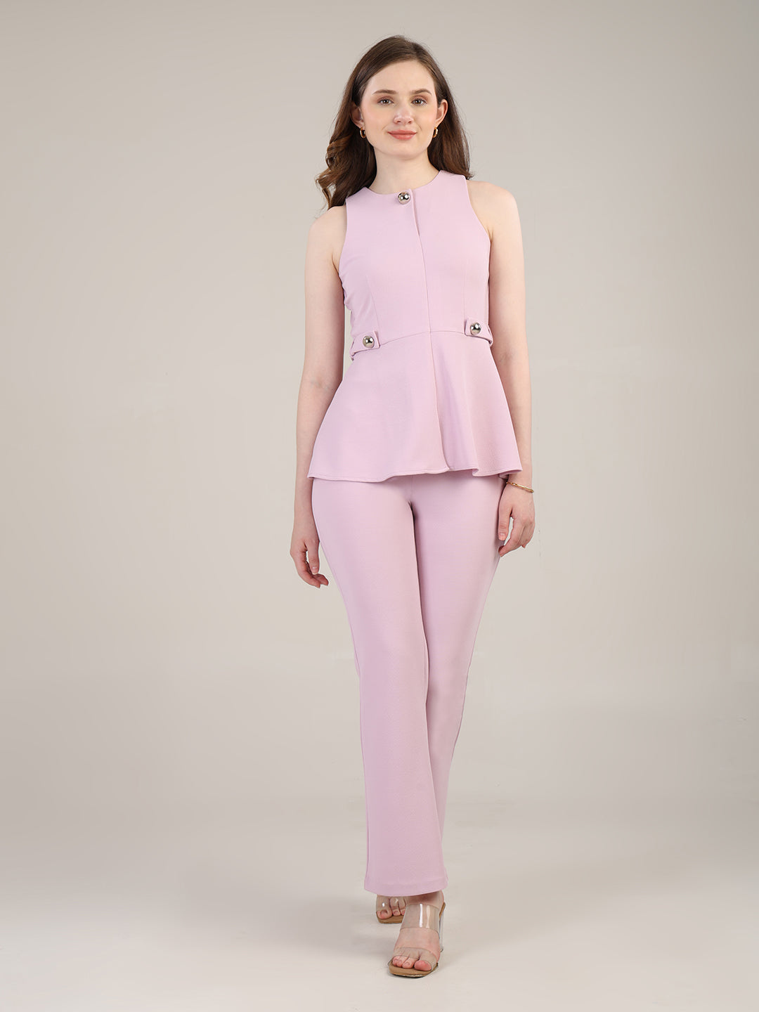 Lilac peplum top- trousers set