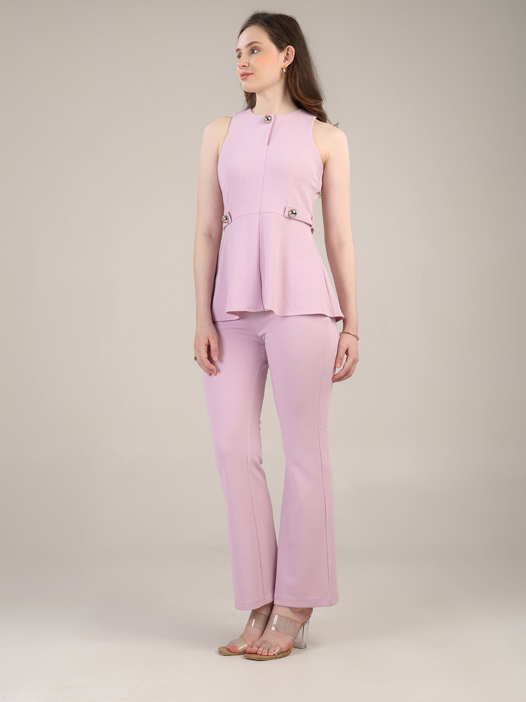 Lilac peplum top- trousers set
