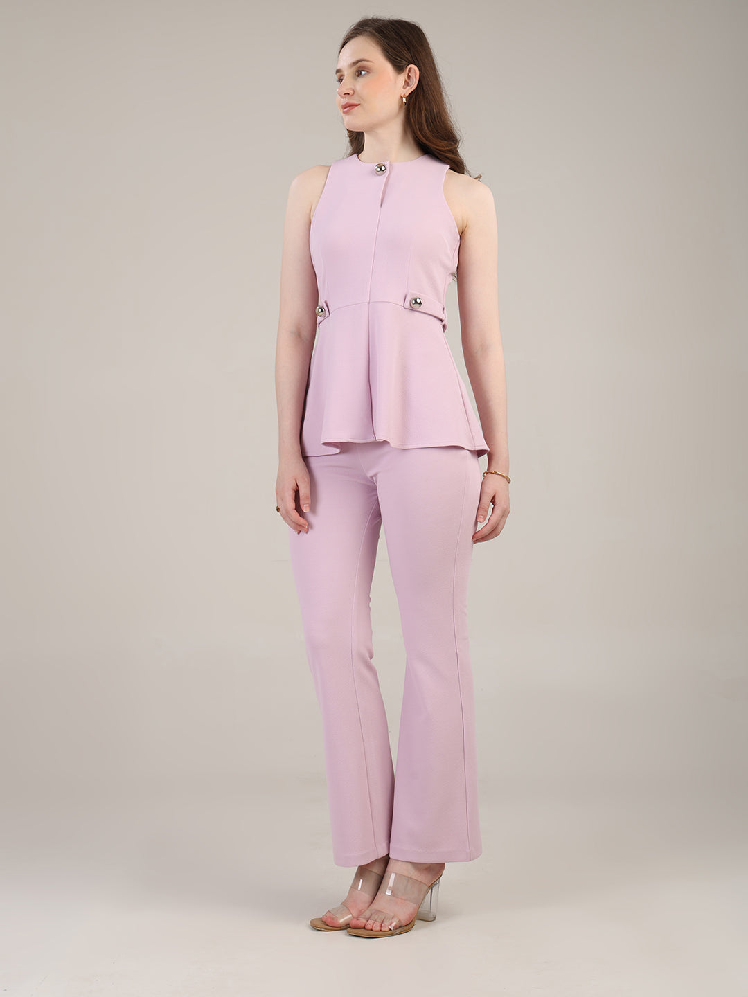 Lilac peplum top- trousers set
