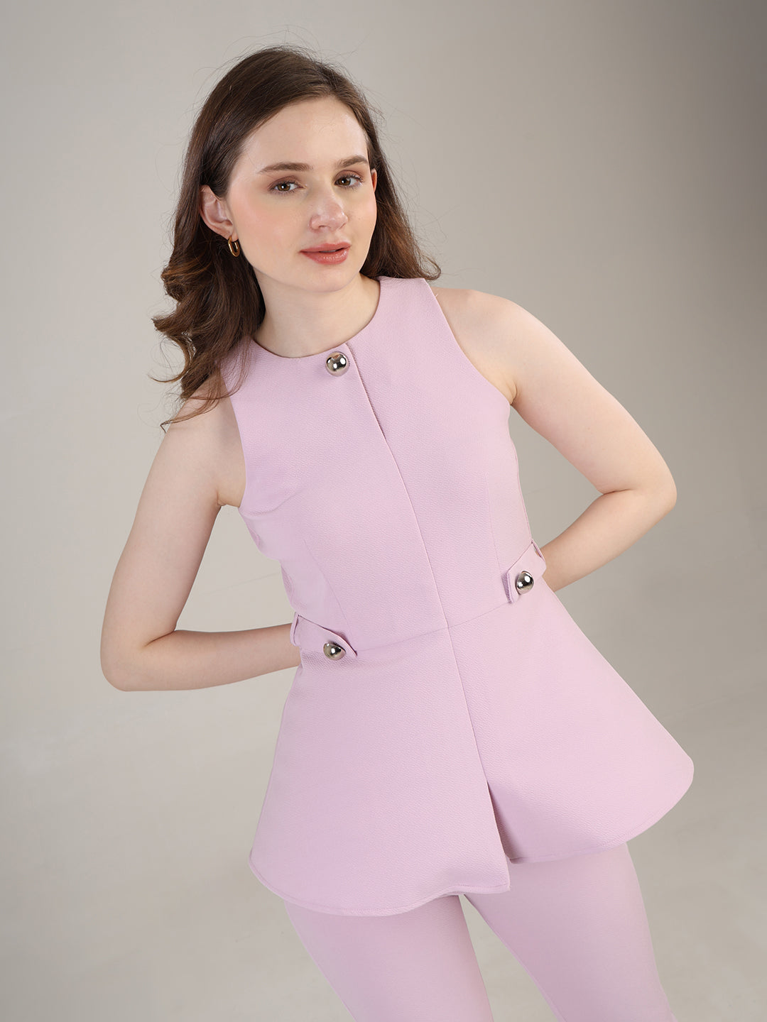 Lilac peplum top- trousers set