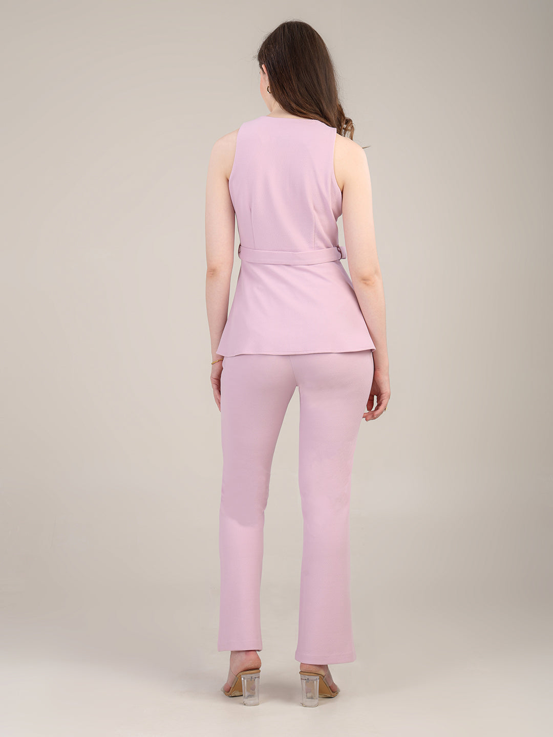 Lilac peplum top- trousers set
