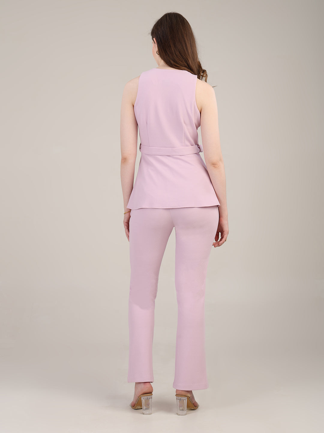 Lilac peplum top- trousers set
