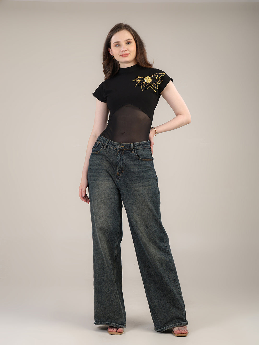 Black Party Ready Bodysuit Top