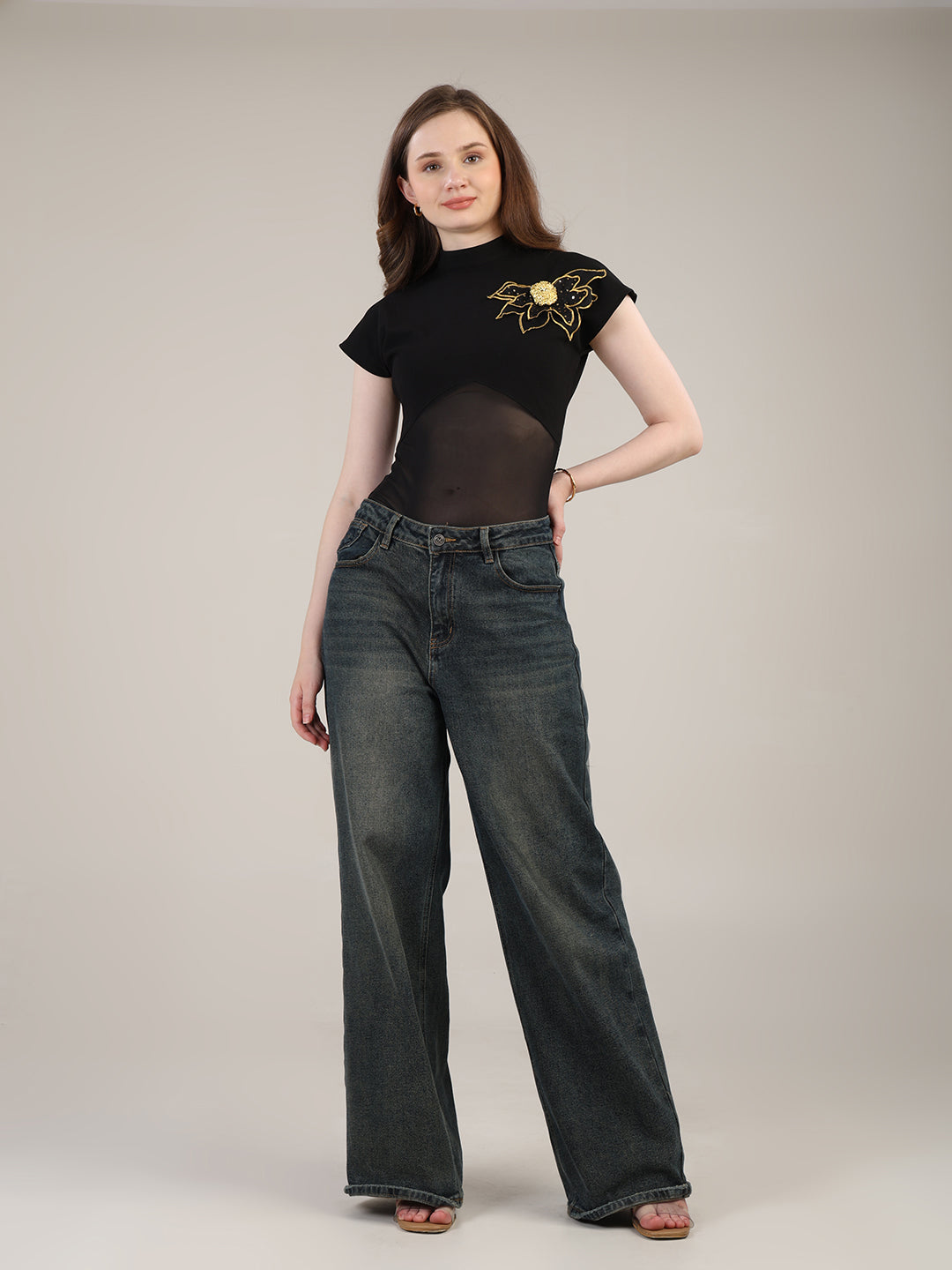 Black Party Ready Bodysuit Top