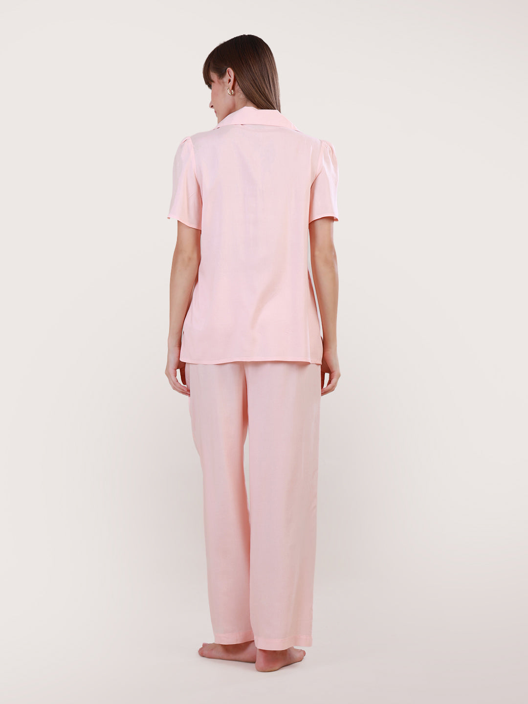 Midnight Bloom Peach Pyjama Set for Women