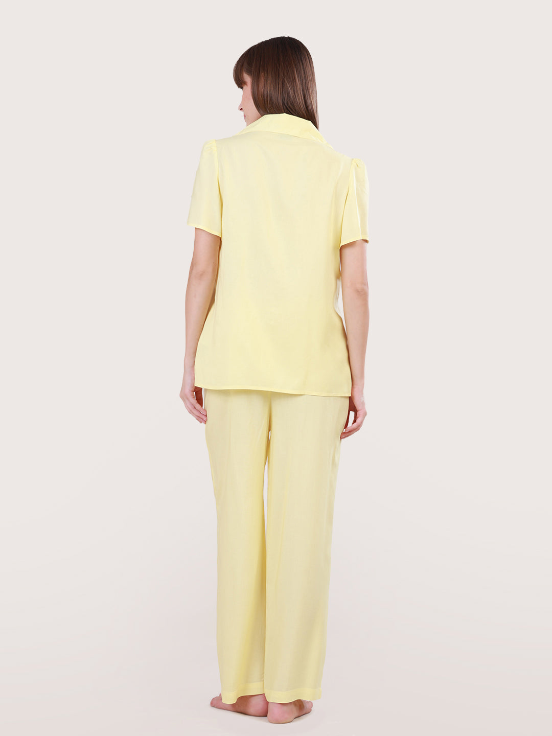 Lemon Yellow Floral Pyjama Set