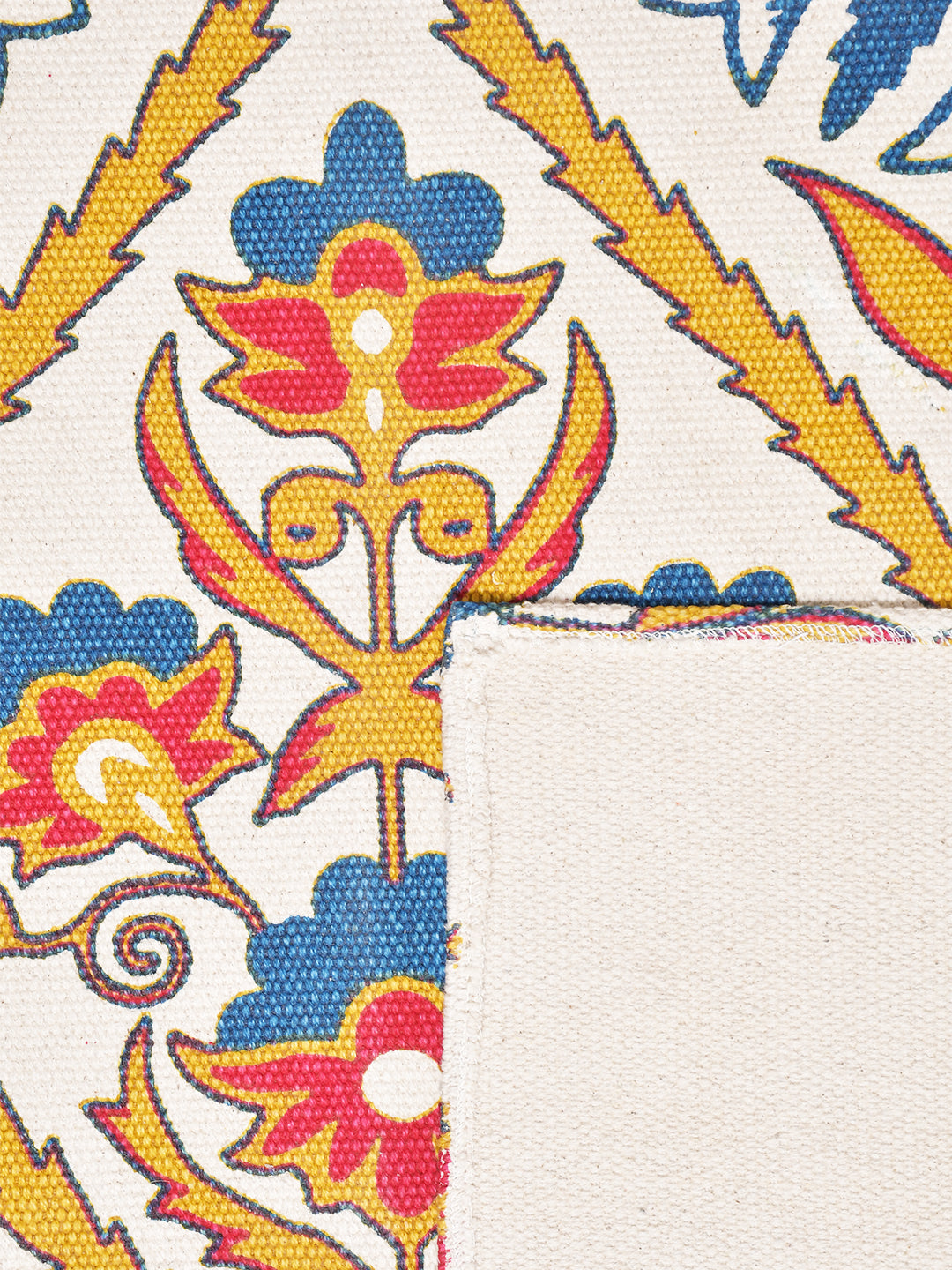 Blanc9 Mewar Yellow 4'x5.5' Printed Cotton Carpet