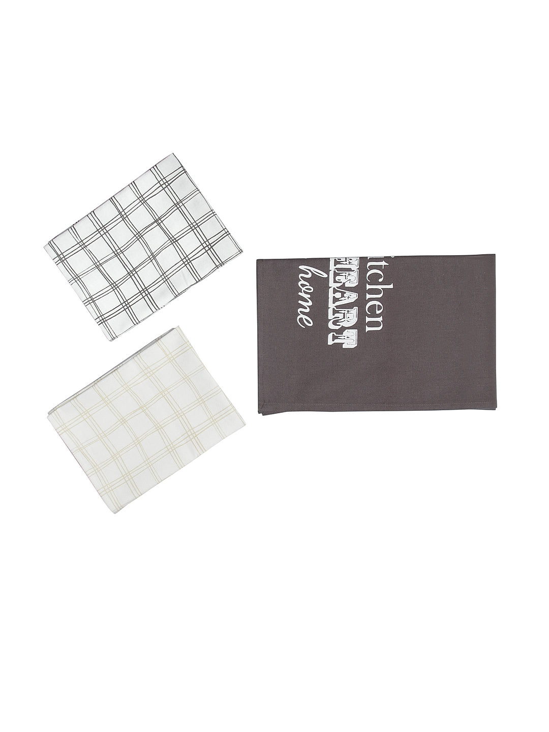 Blanc9 Set Of 3 Zesty Check Printed Kitchen Towel