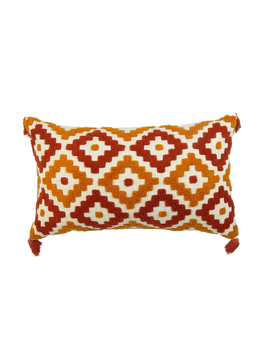 Blanc9 Aari Embroidered Cushion Cover with Filler With Tassel 30x50cm