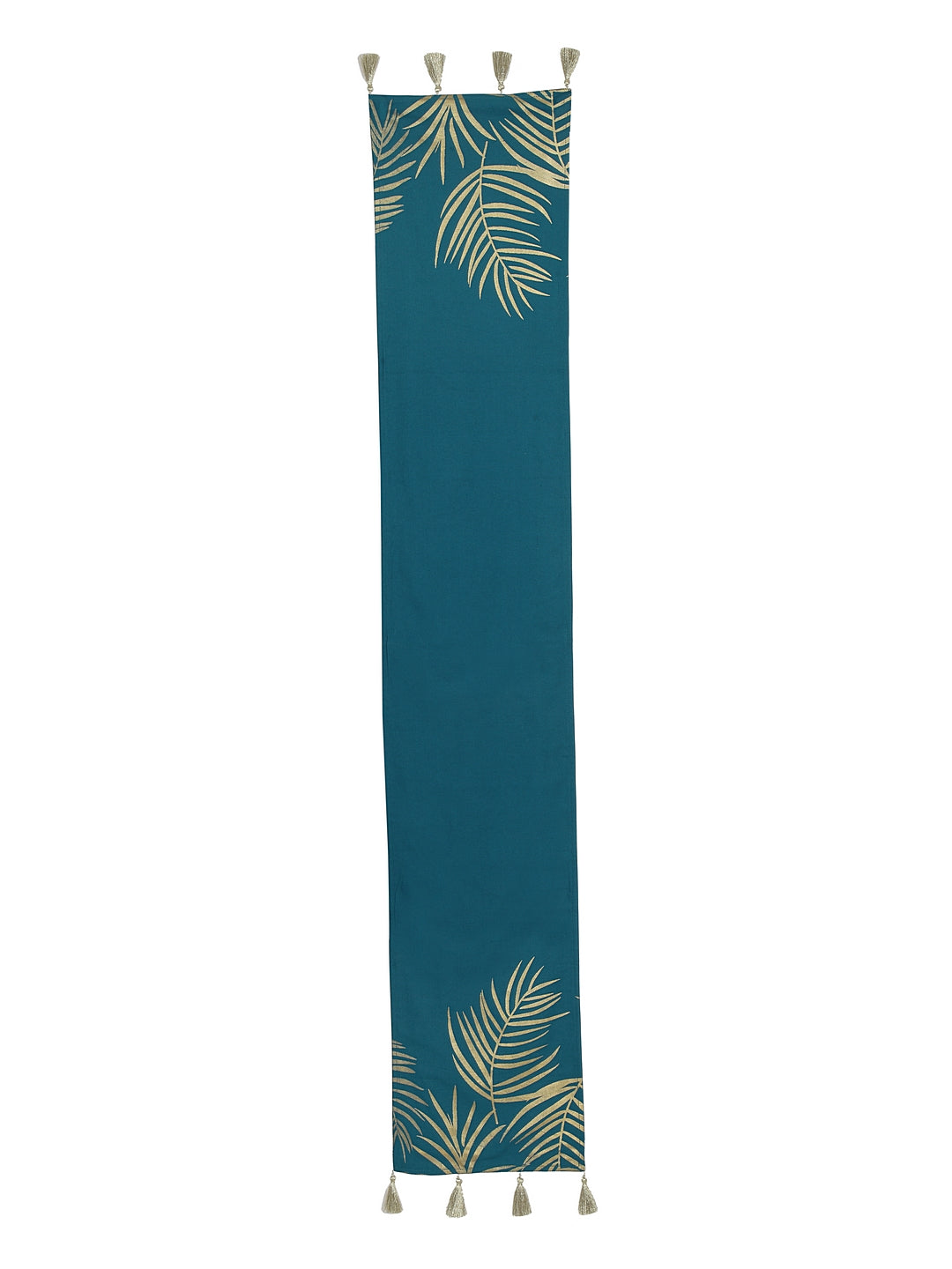 Gold Foil Palm Leaf Printed 4/6 Cotton Table Runner