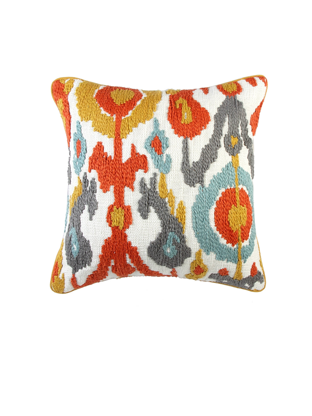 Peppy Ikat Embroidered Cushion Cover