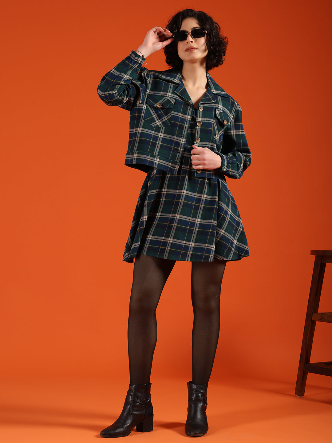 Rock Chick Checkered Jacket with Dress