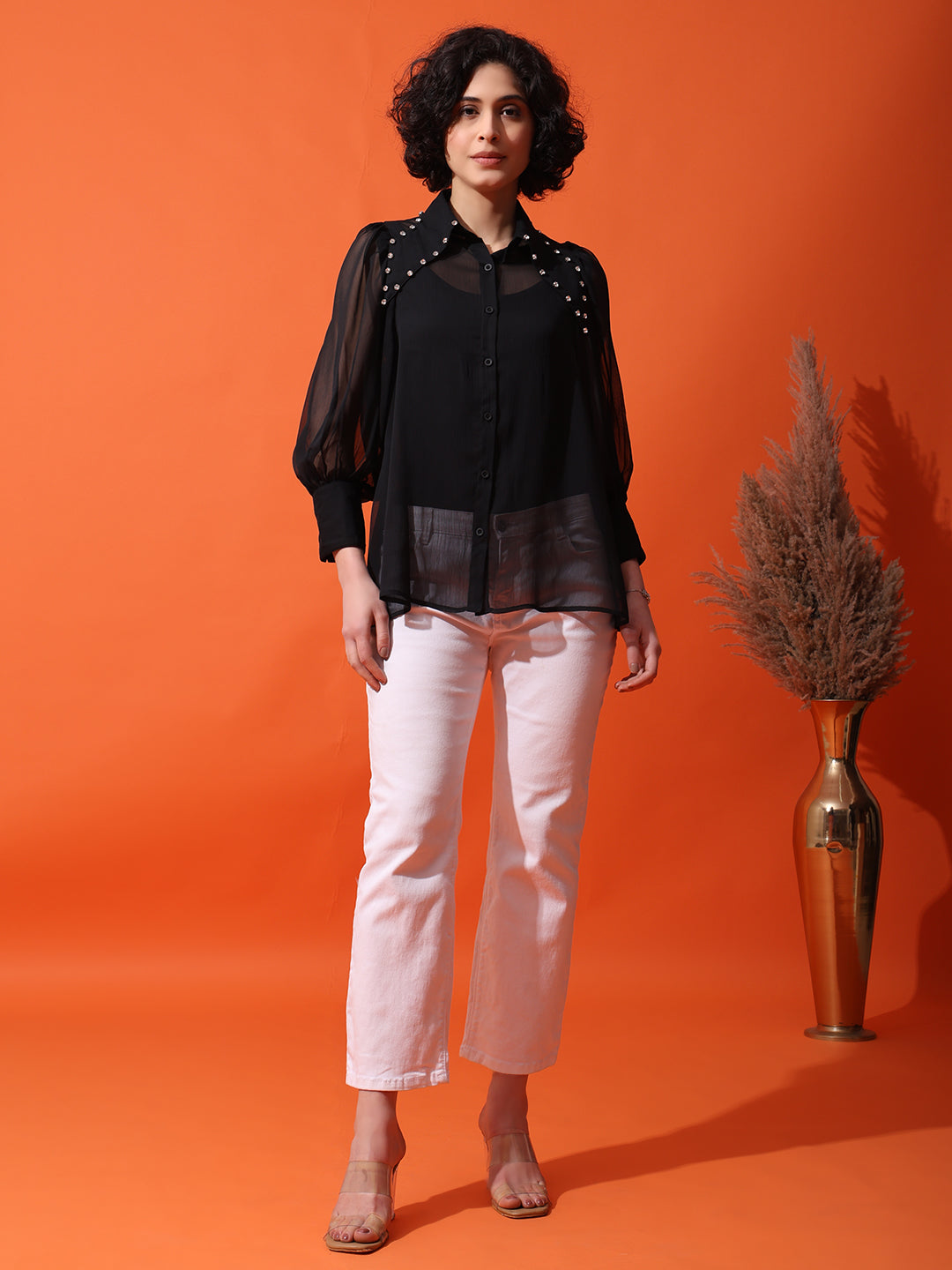 Studded collar shirt