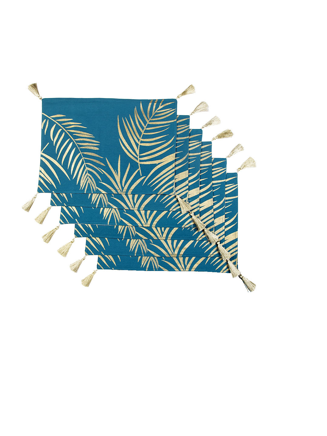 Blanc9 Set of 8 Gold foil Palm Leaf printed Placemats