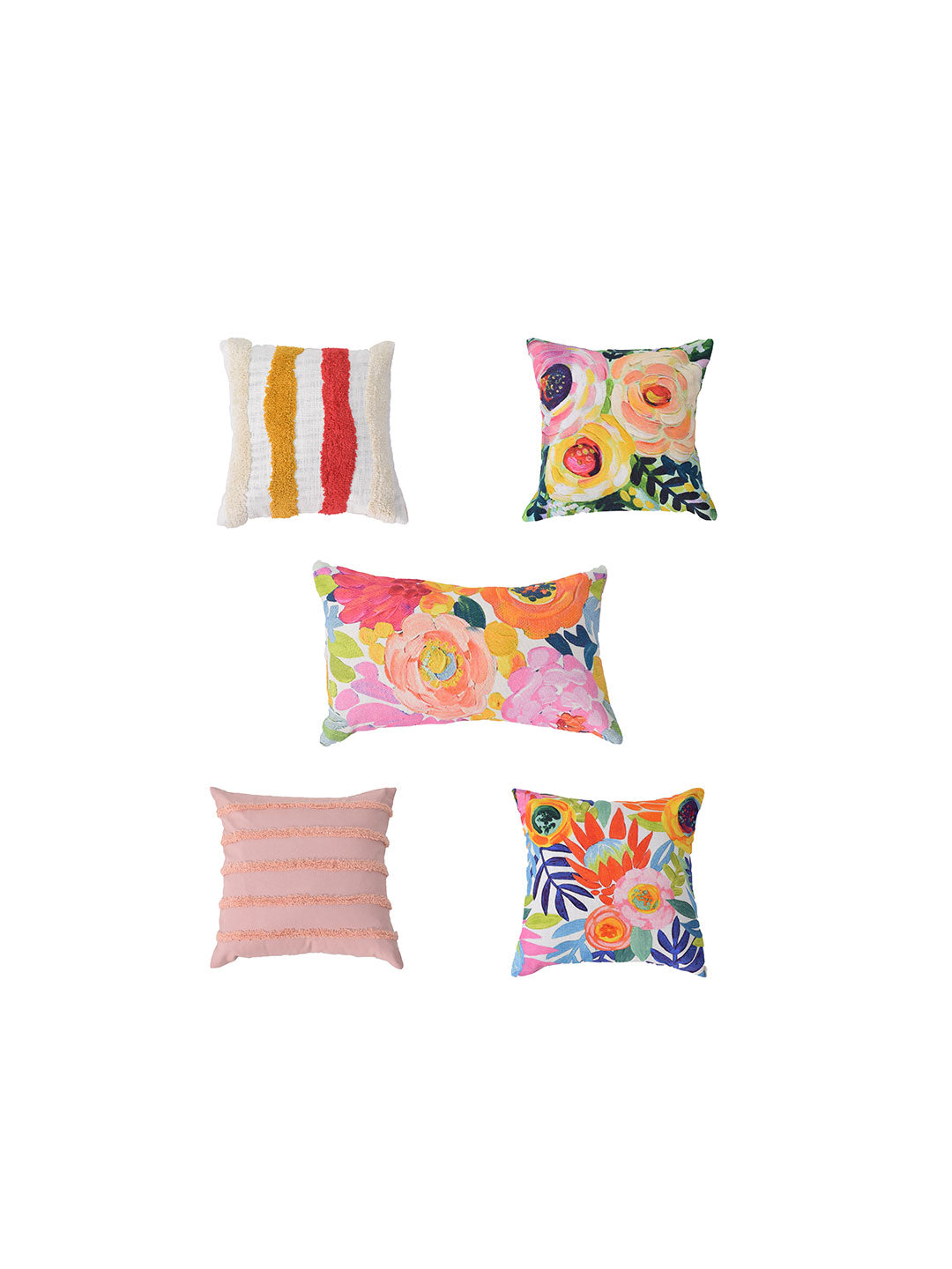 Blanc9 Set of 5 Miracle Garden Square 40X40CM & Rectangle 30X50CM Cotton Cushion Covers