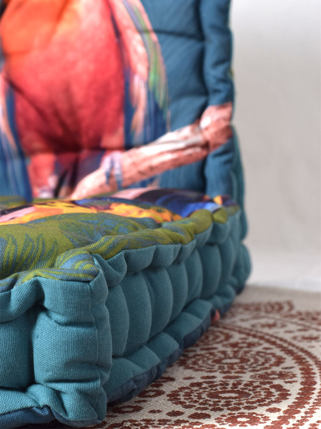 Blanc9 Set of 2 Macaw Parrot Printed Matlas Floor Cushion