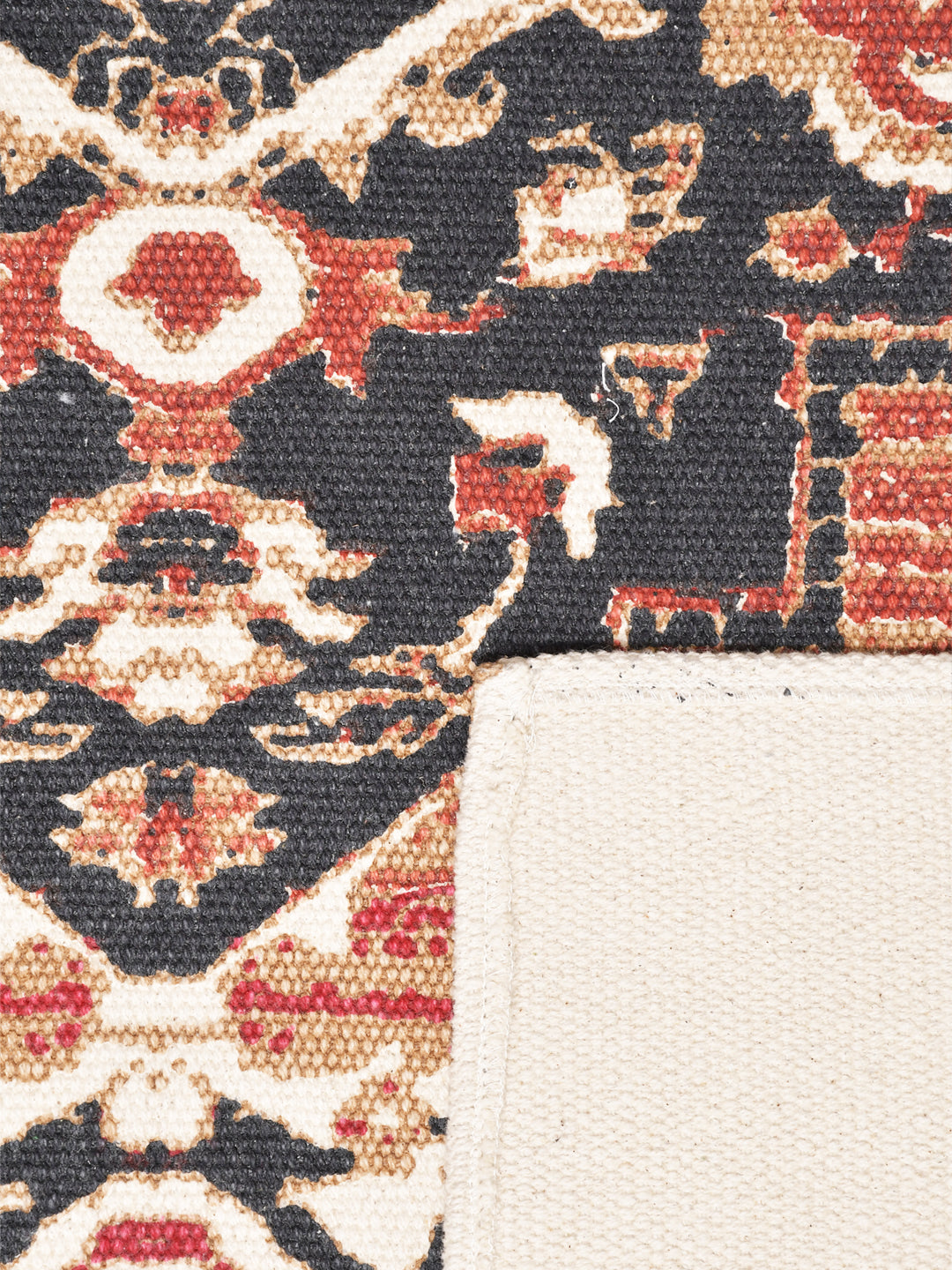 Blanc9 Jodhpur Rusty Red 4'x5.5' Printed Cotton Carpet