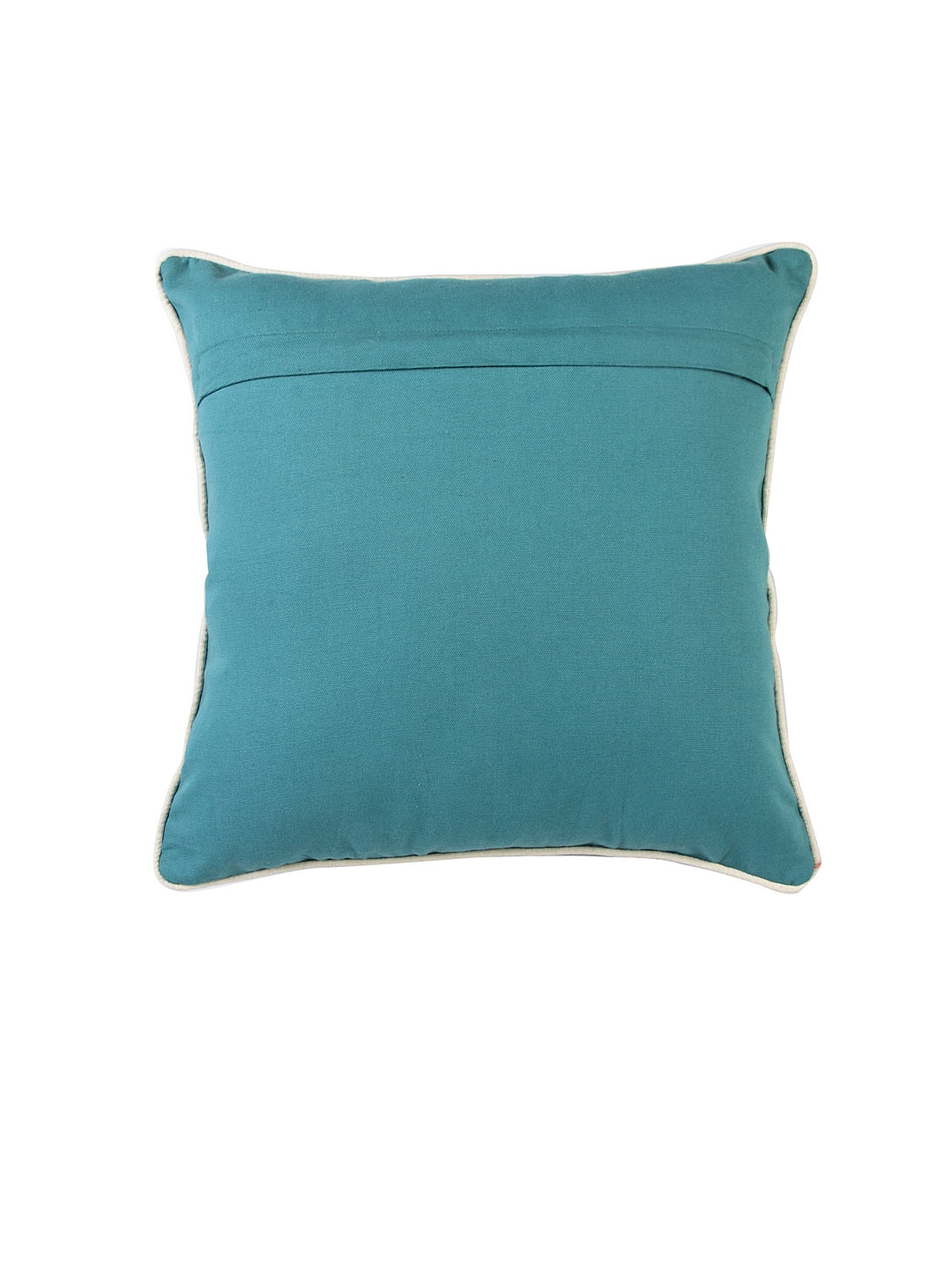 Blue Fern Embroidered Cushion Cover
