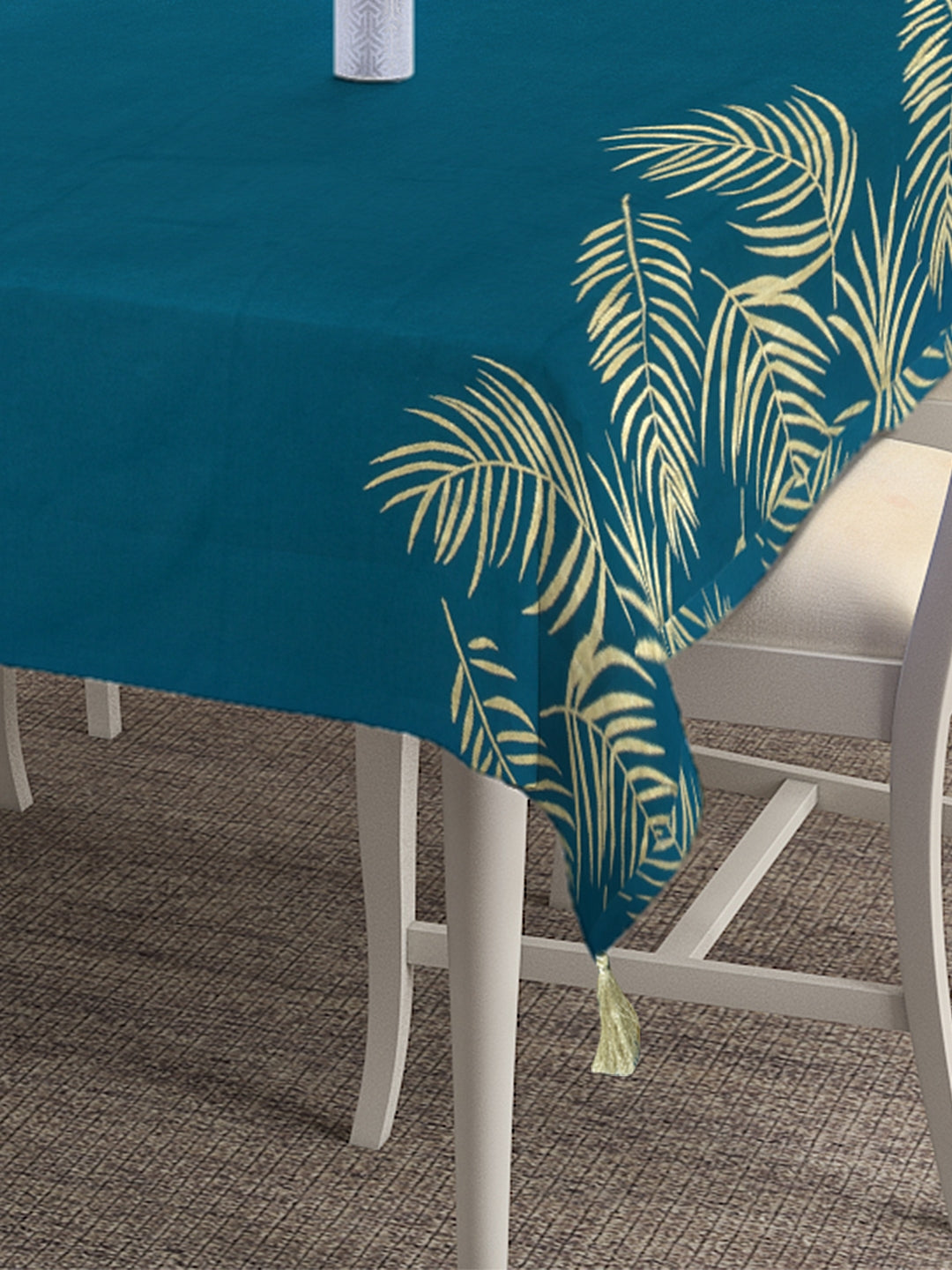 Gold Foil Palm Leaf Printed Table Cloth