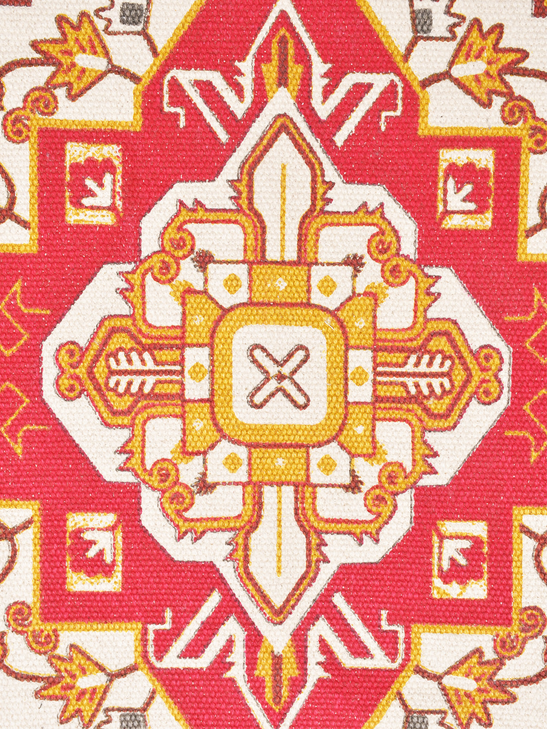 Udaipur Rusty Red Printed 4'x5.5' Cotton Carpet