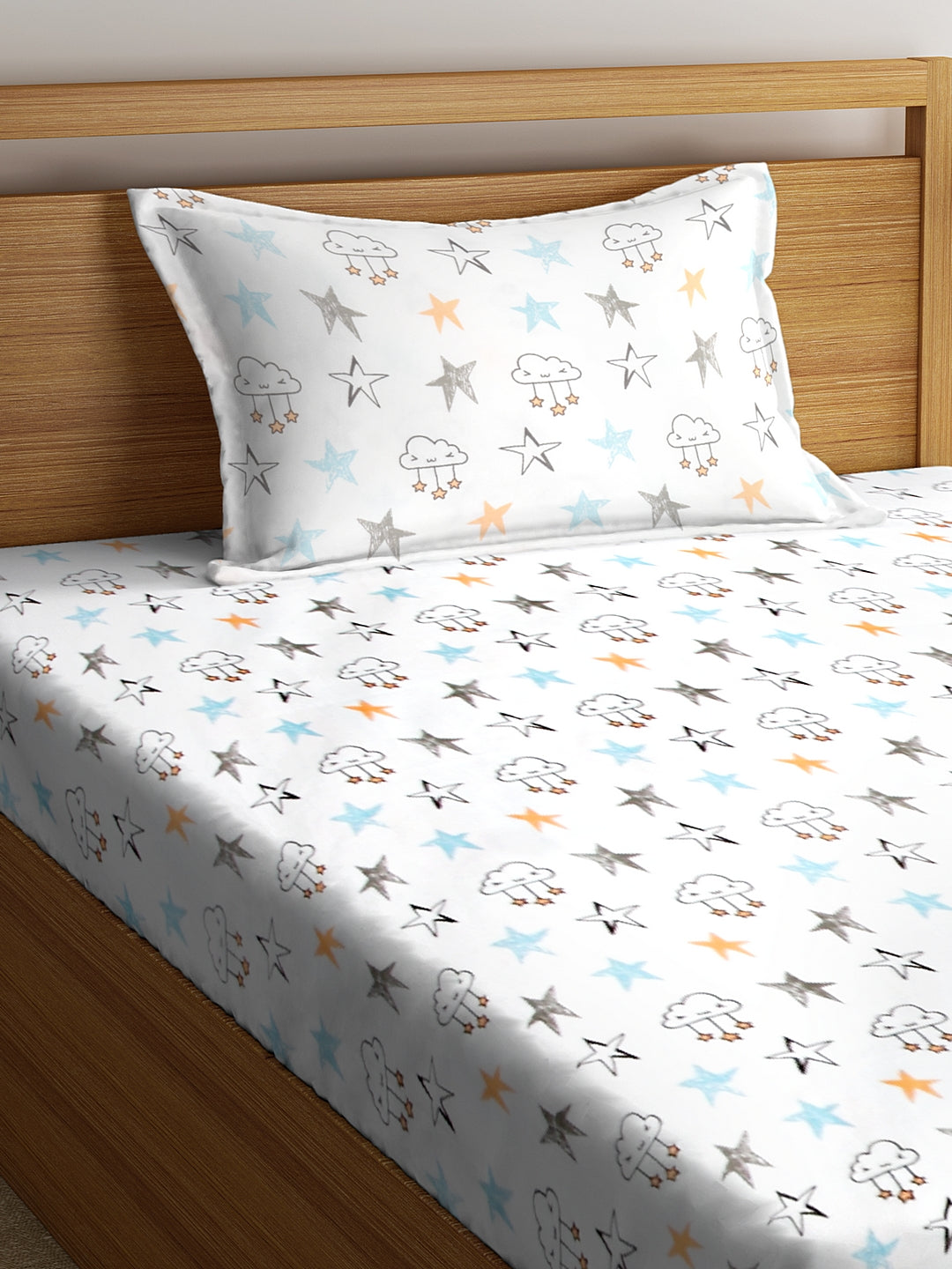 Blanc9 Starry Nights Kids Bedsheet with Pillow Case