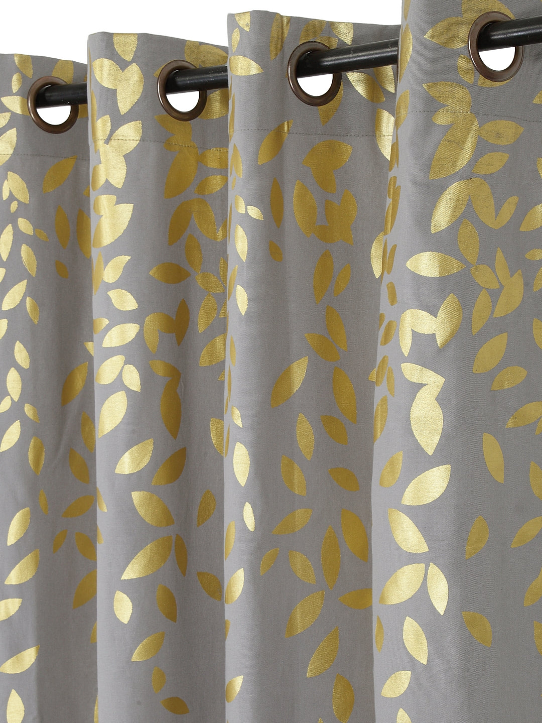 Set of 2 Long Door Gold Leaf Curtain