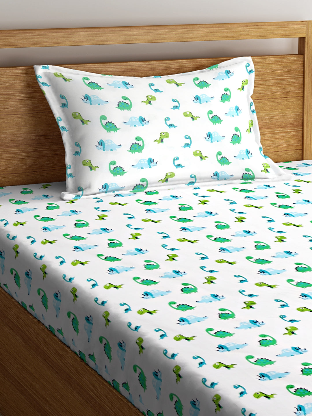 Dreamy Dino Kids Bedsheet with Pillow Case