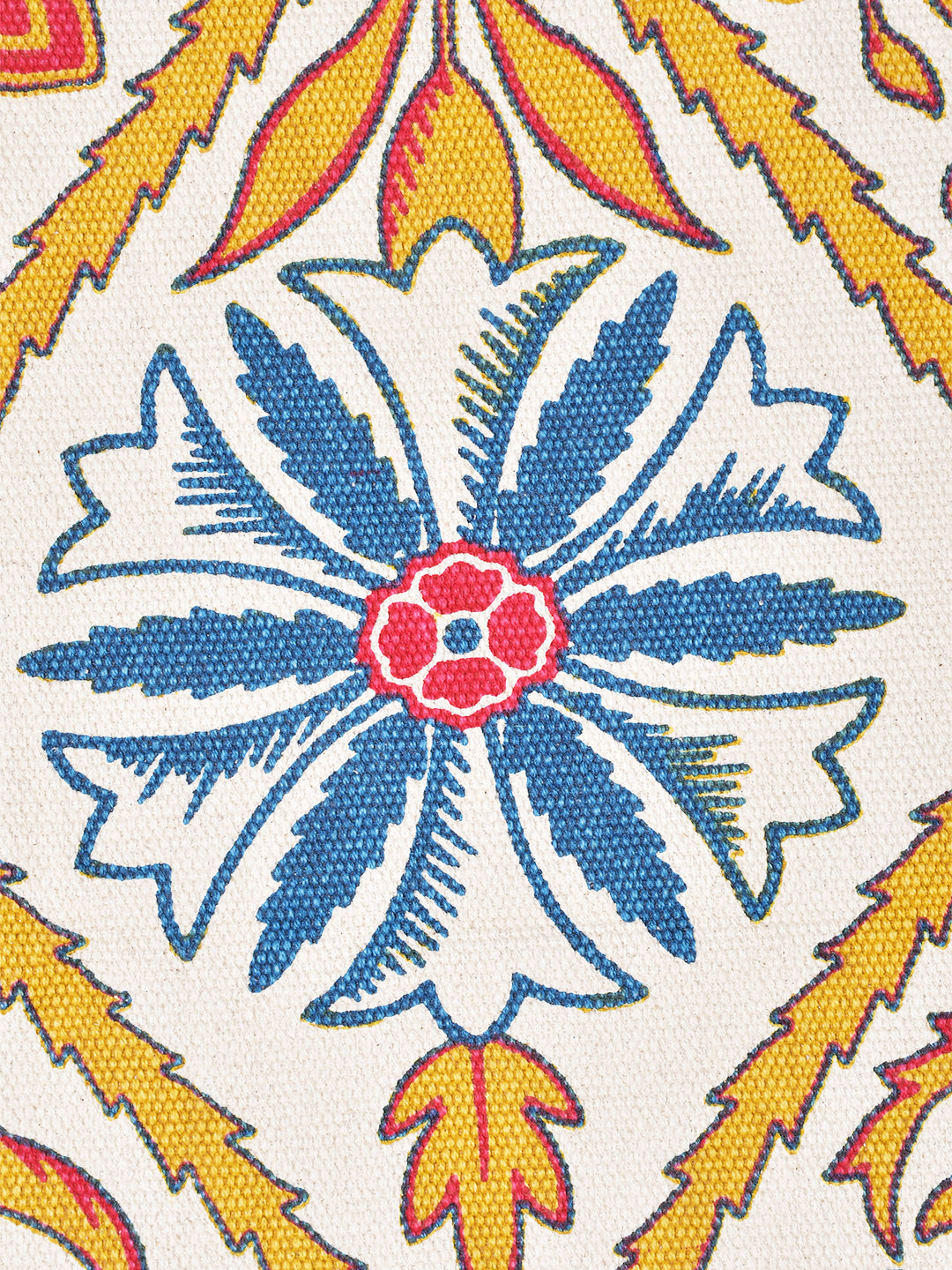 Mewar Yellow 4'x5.5' Printed Cotton Carpet