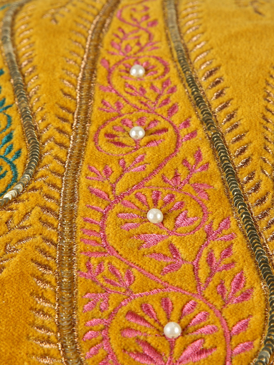 Panache Ochre Embroidered Cushion Cover