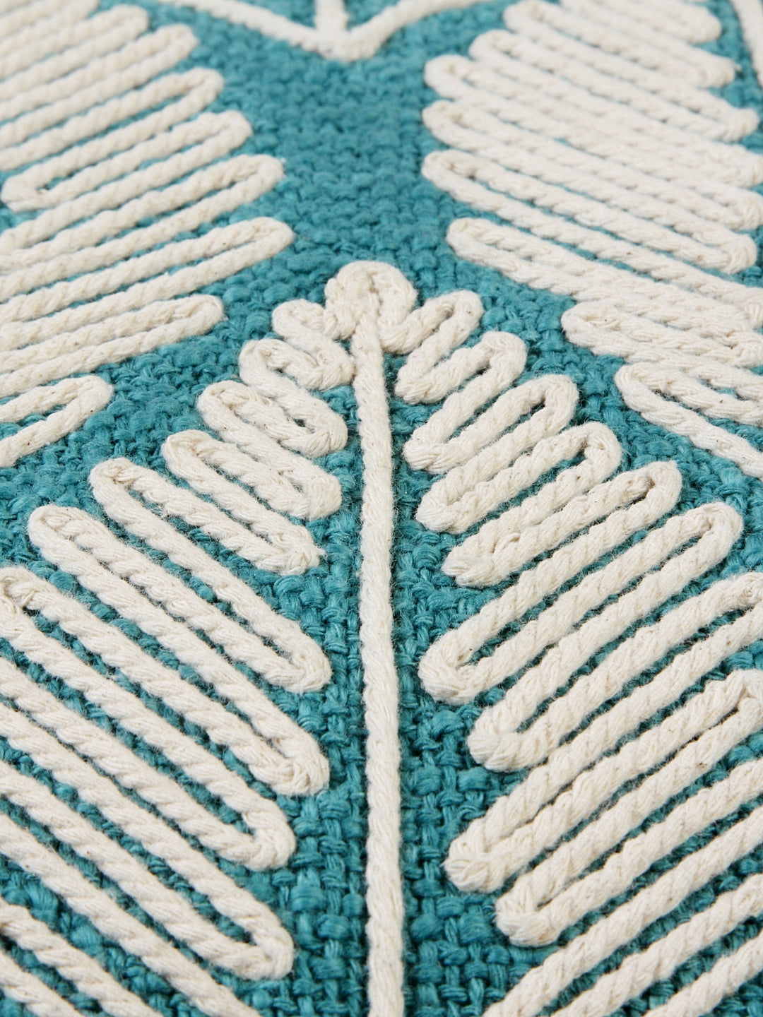 Blanc9 Blue Fern Embroidered Cushion Cover