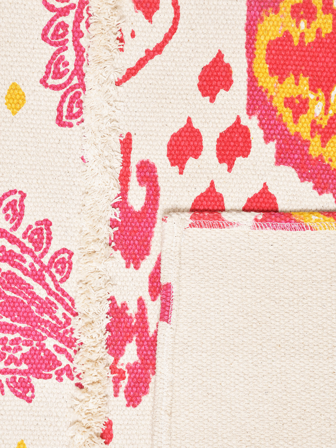 Garden of Ikat Pink Coloured 4'x5.5' Cotton Printed Carpet