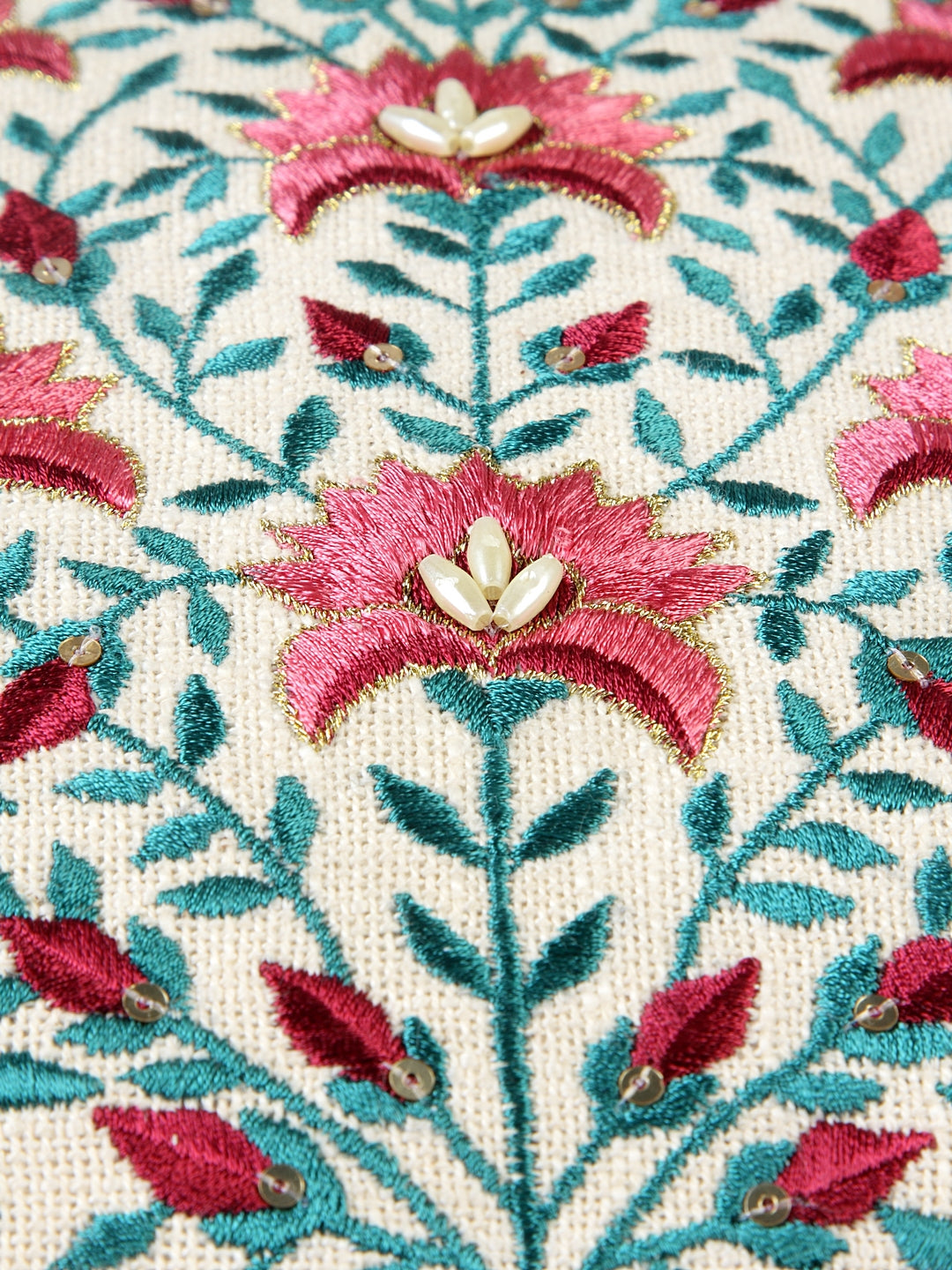 Mughal Garden Embroidered Cushion Cover