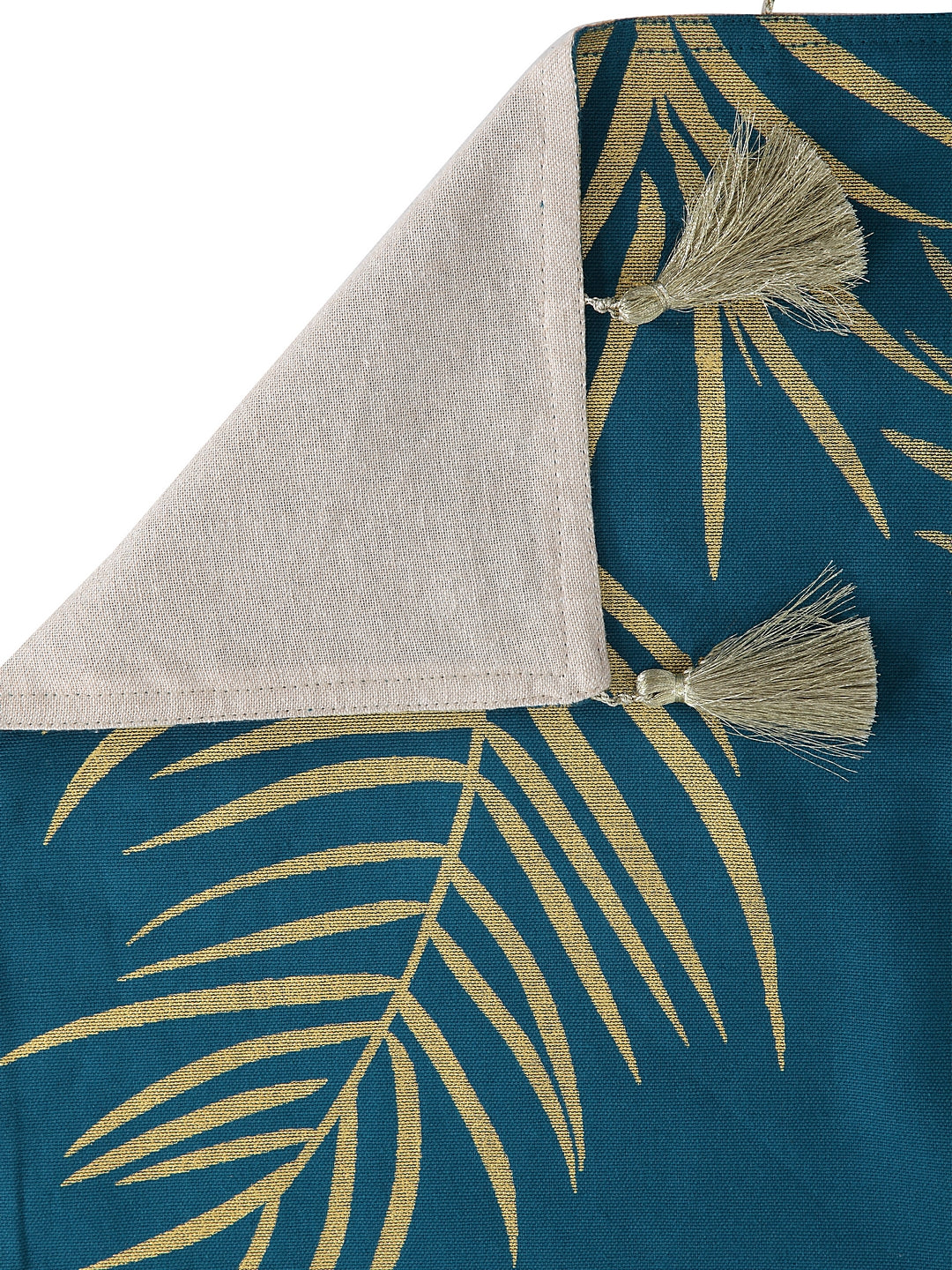 Gold Foil Palm Leaf Printed 4/6 Cotton Table Runner