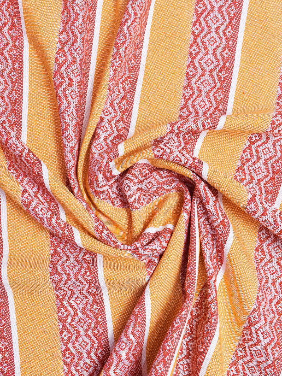 Blanc9 Sunrise Jacquard Orange Cotton Double Bedsheet with Pillows