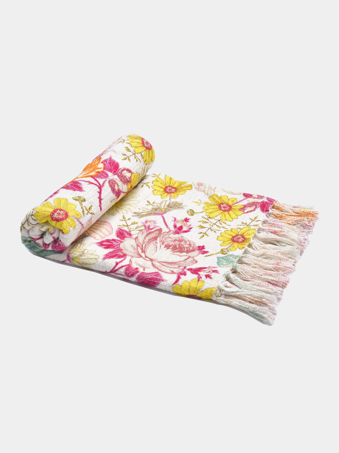 Blanc9 Floral Garden Cotton Printed Throw with Cushion Cover