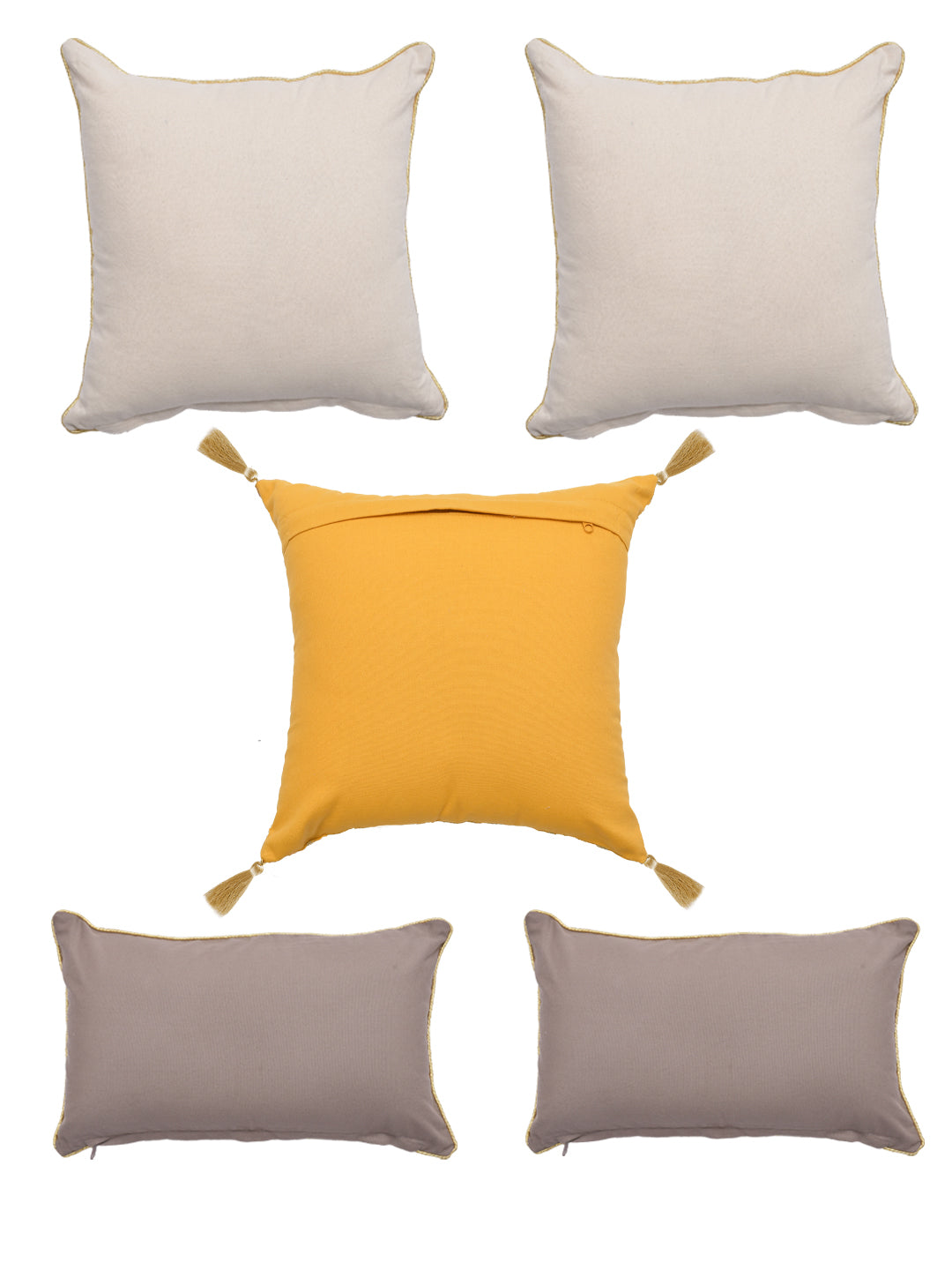 Blanc9 Set of 5 Sudarshan Cotton 30x50cm & 40x40cm Cushion Covers