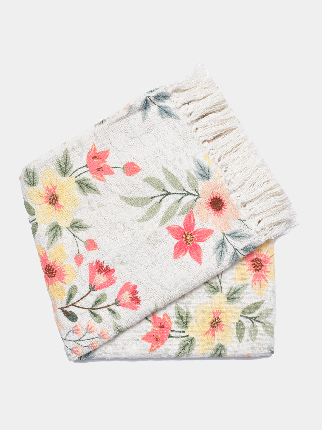 Blossom Cotton Printed Throw with Cushion Cover