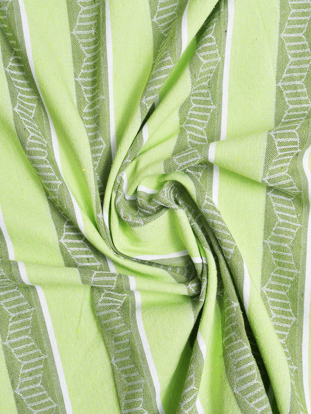 Jade Garden Jacquard Green Cotton Double Bedsheet with Pillows