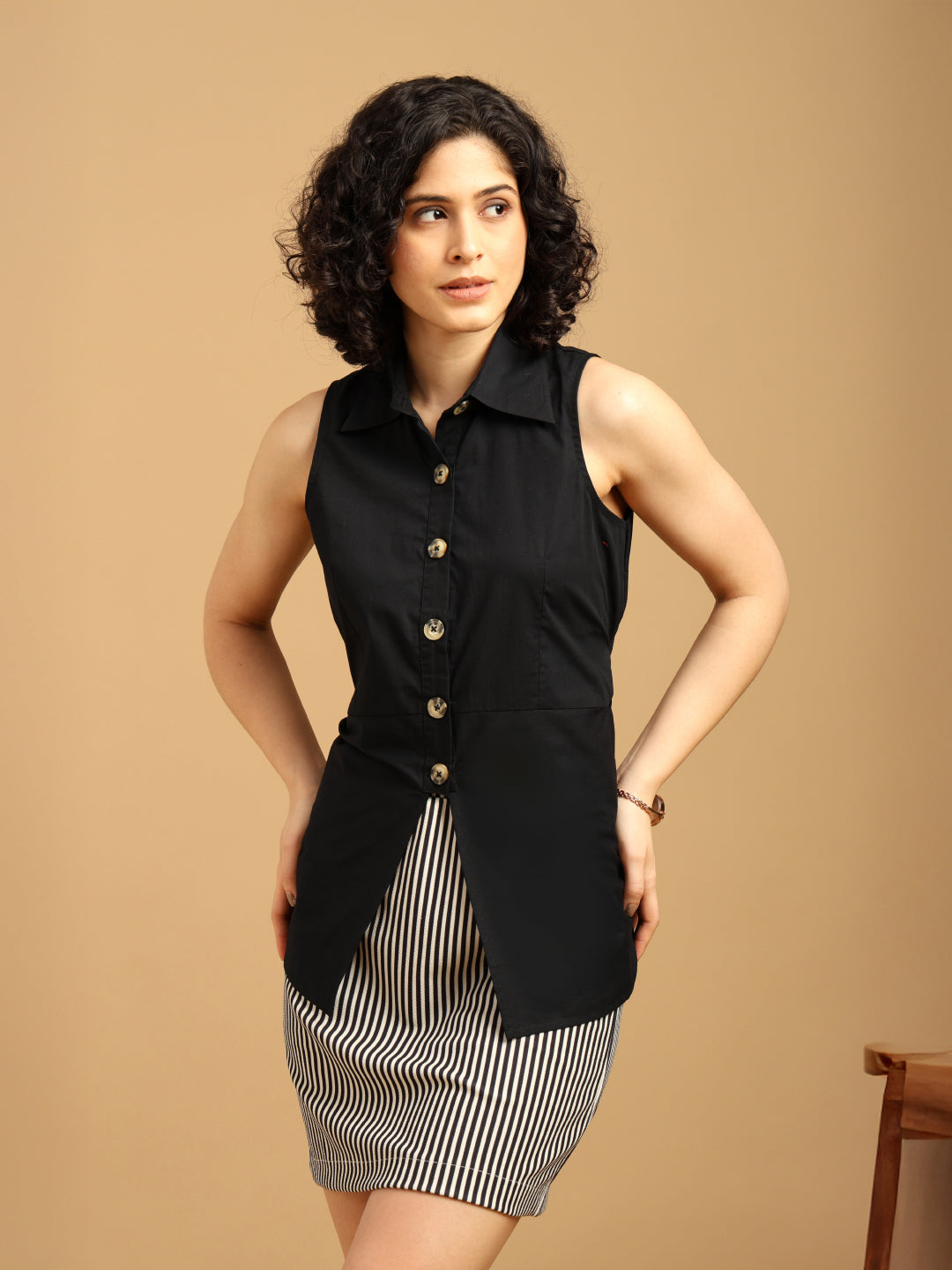 Longline Shirt With Stretchable Skirt