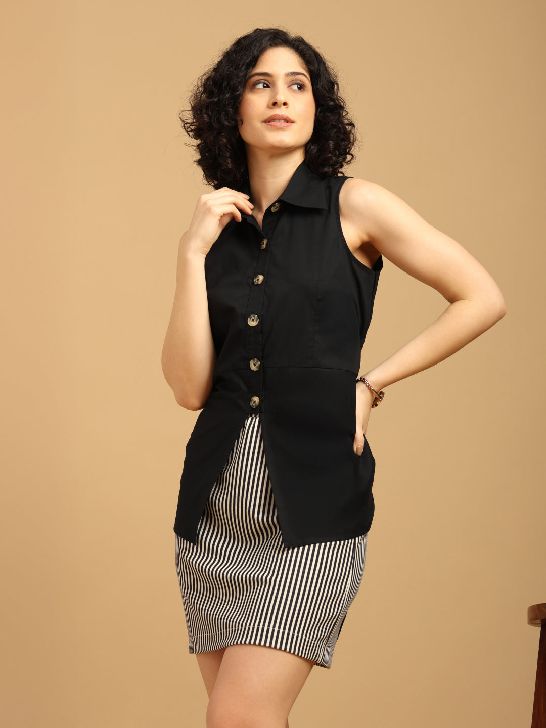 Longline Shirt With Stretchable Skirt