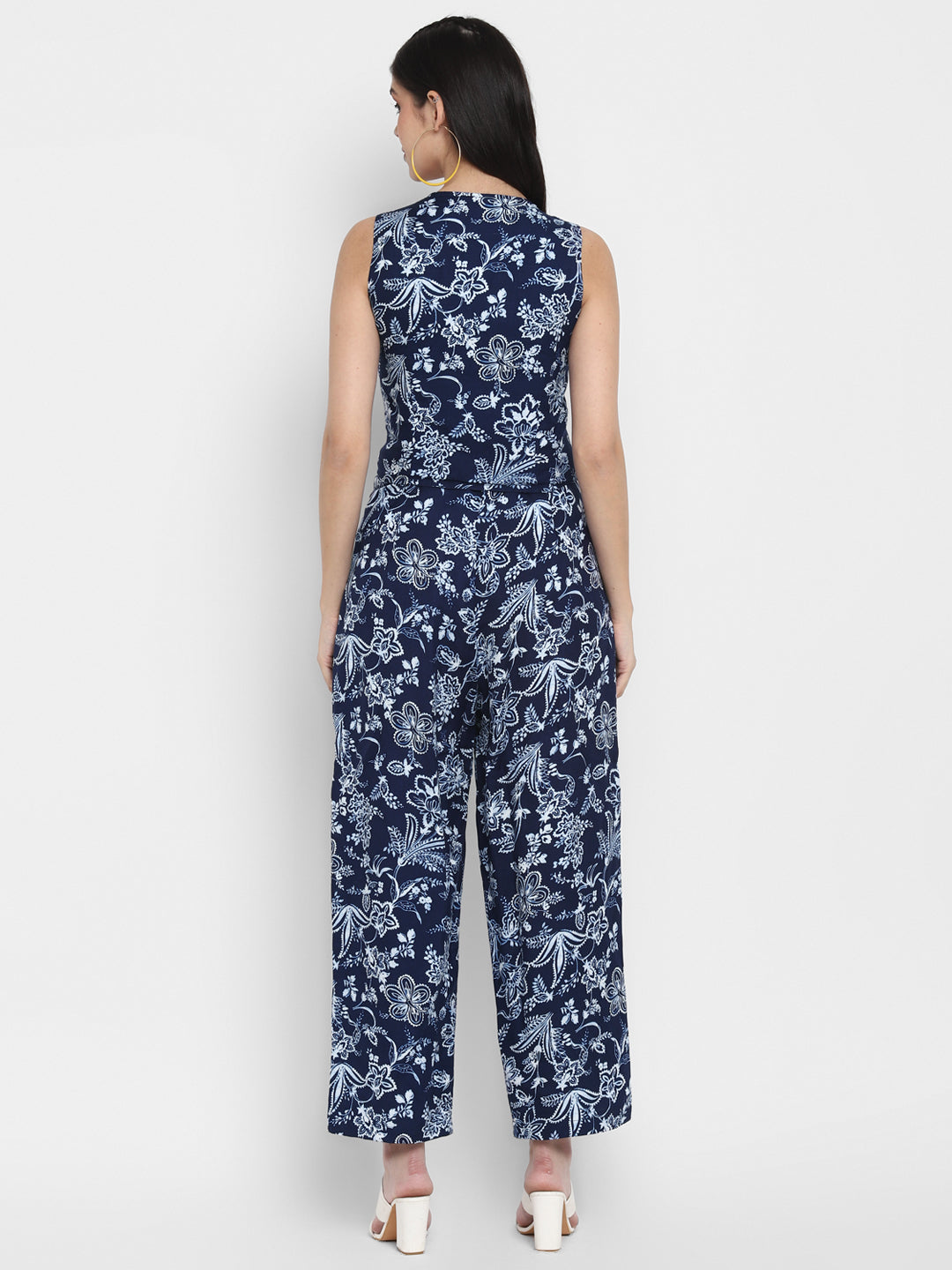 Floral Printed Waistcoat Top &amp; Pants Coord Set
