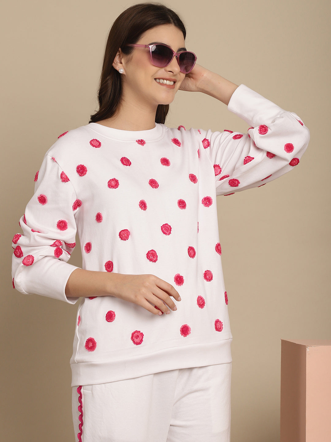 BLANC9 Polka Dots Sweatshirt With Jogger Set-B9ST157