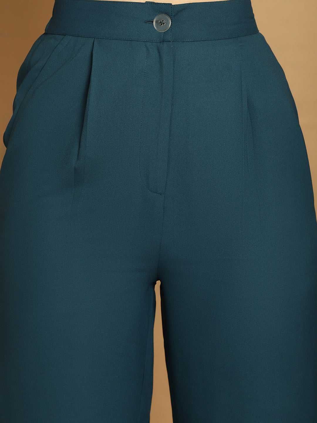 BLANC9 Teal Peplum Blazer Top With Trouser -B9ST74T
