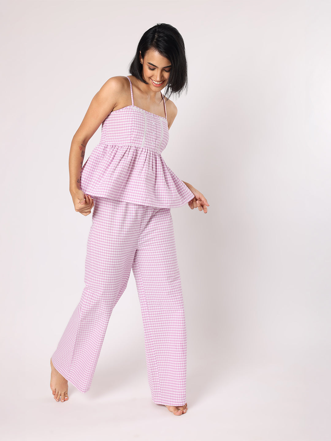 Lilac Strappy Top With Pyjama Nightwear