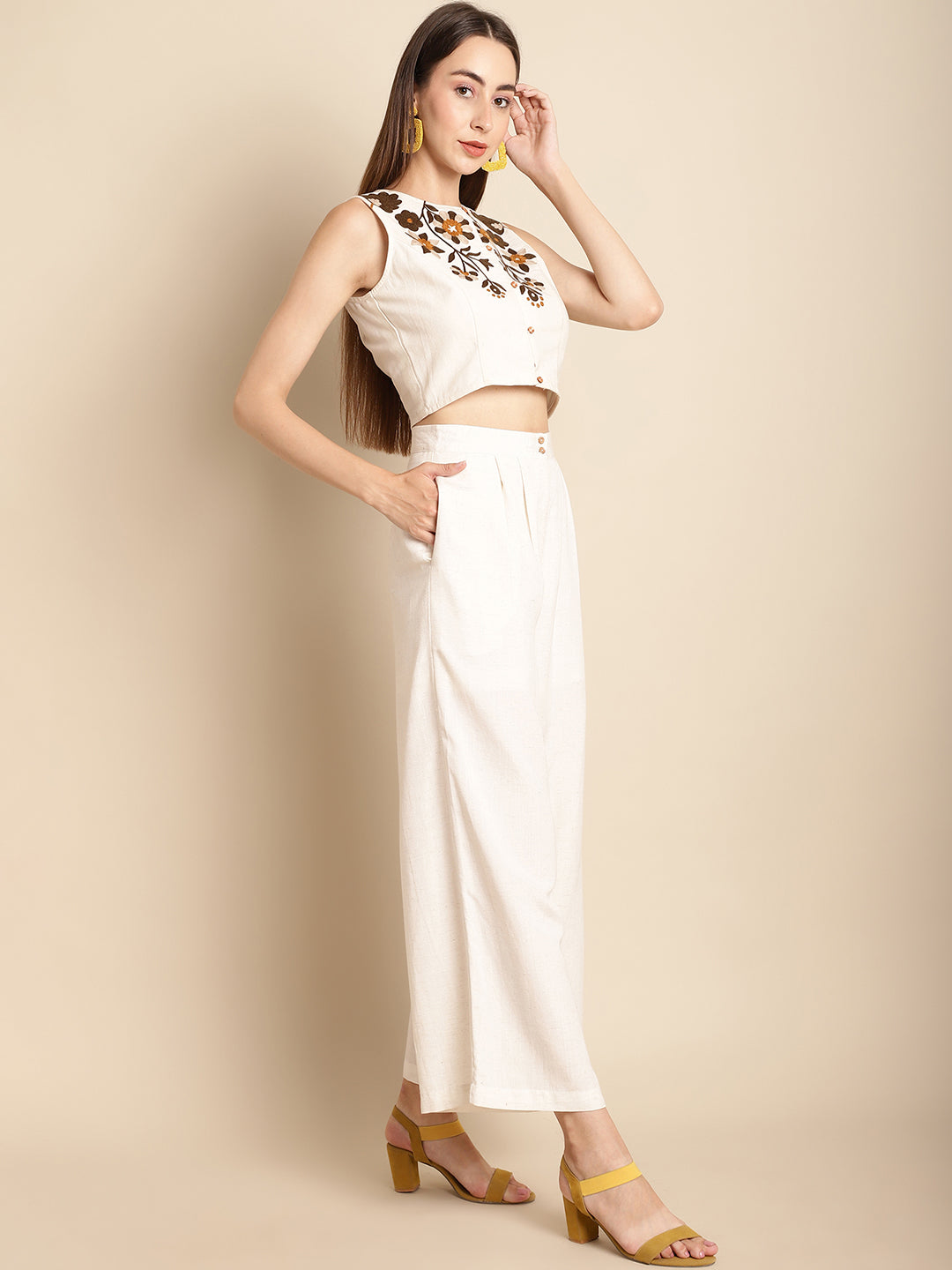 Blanc9 Beige Co-Ord Set With Trousers-B9ST133